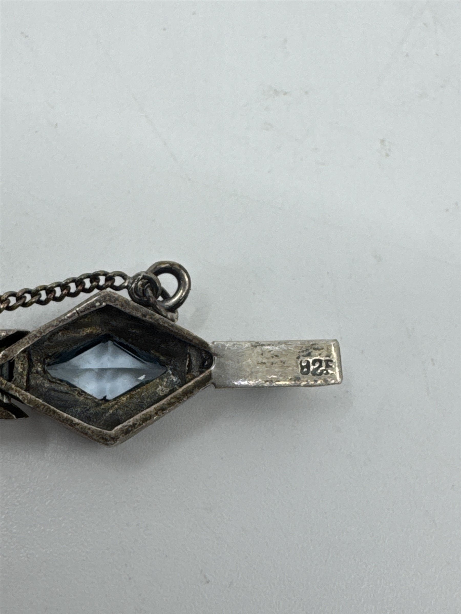 Vtg 925 Sterling Silver Multi-Color Crystal Windows Safety Catch Bracelet