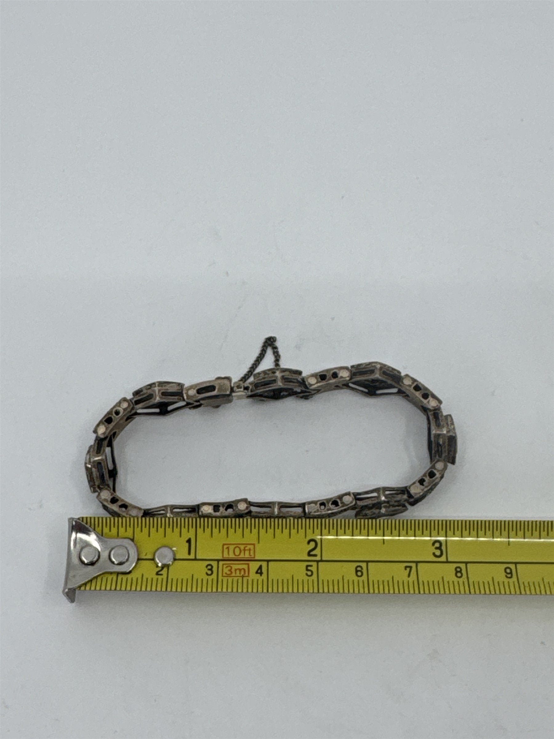 Vtg 925 Sterling Silver Multi-Color Crystal Windows Safety Catch Bracelet