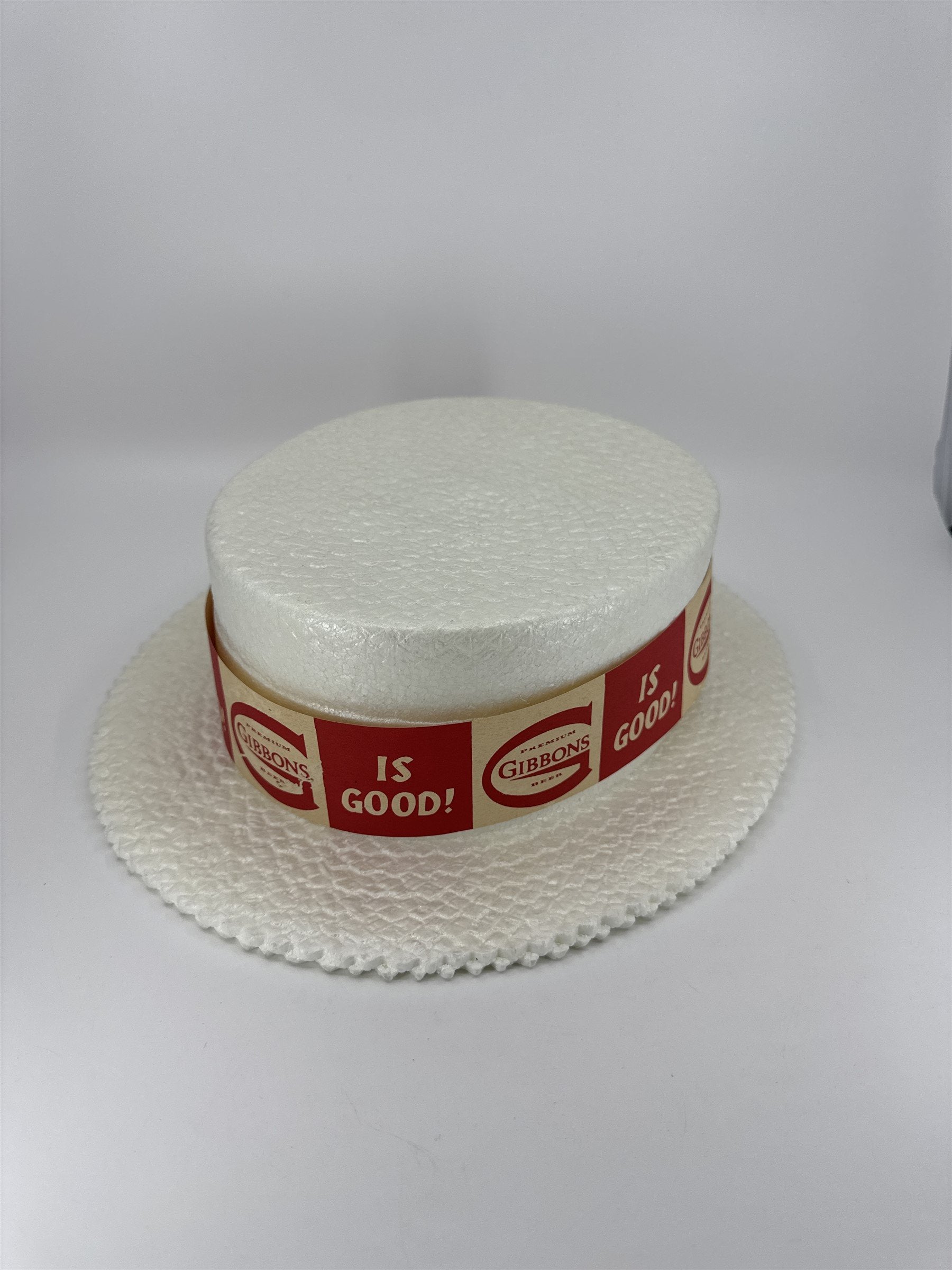 Vintage 1960s Premium GIBBONS Beer Is Good! Promotional Styrofoam Hat
