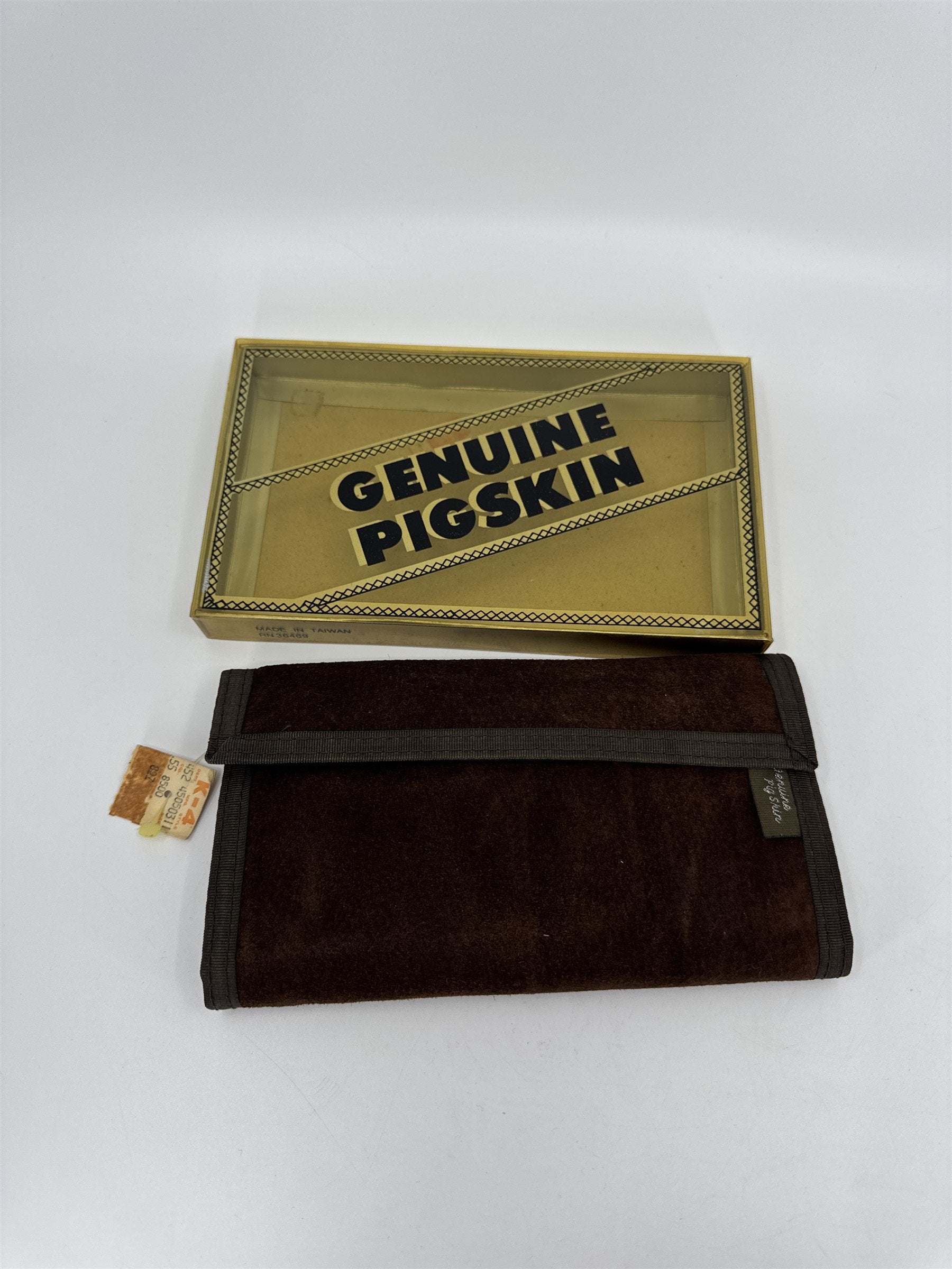 Vintage Ralfeaux Pigskin Leather Checkbook Wallet NWT Taiwan NOS Brown