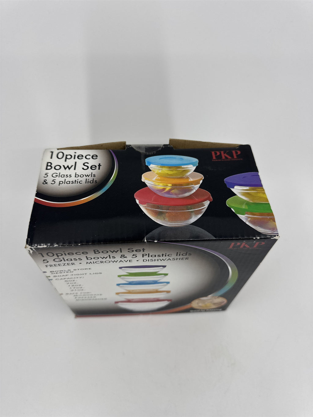 PKP Premier Kitchen Products NIB 10pc Glass Bowl Set /w Snap Tight Lids