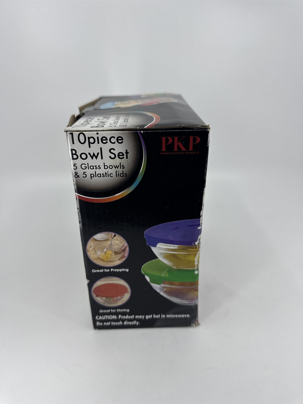 PKP Premier Kitchen Products NIB 10pc Glass Bowl Set /w Snap Tight Lids