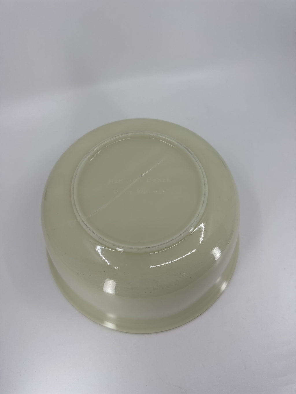 Vintage Hamilton Beach Mixing Bowl Pale Yellow Cream 9" Glass Bowl Racine Wisc.
