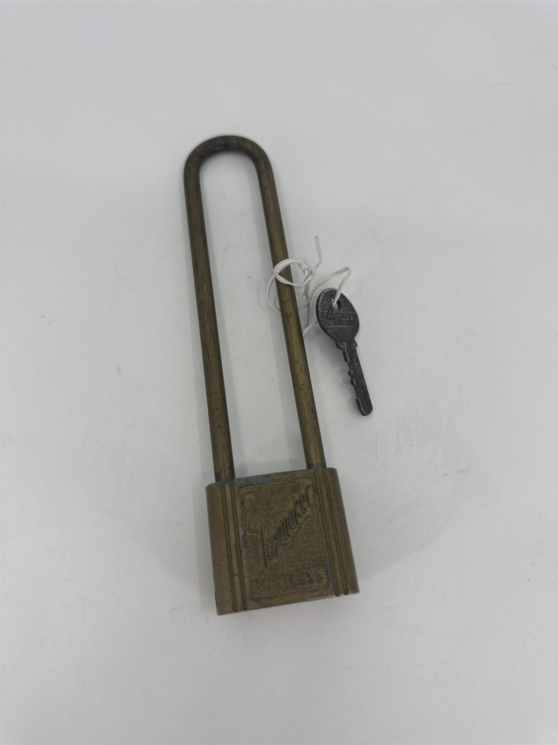 Vintage Slaymaker Extra Long Shank Padlock /w Key Brass Padlock