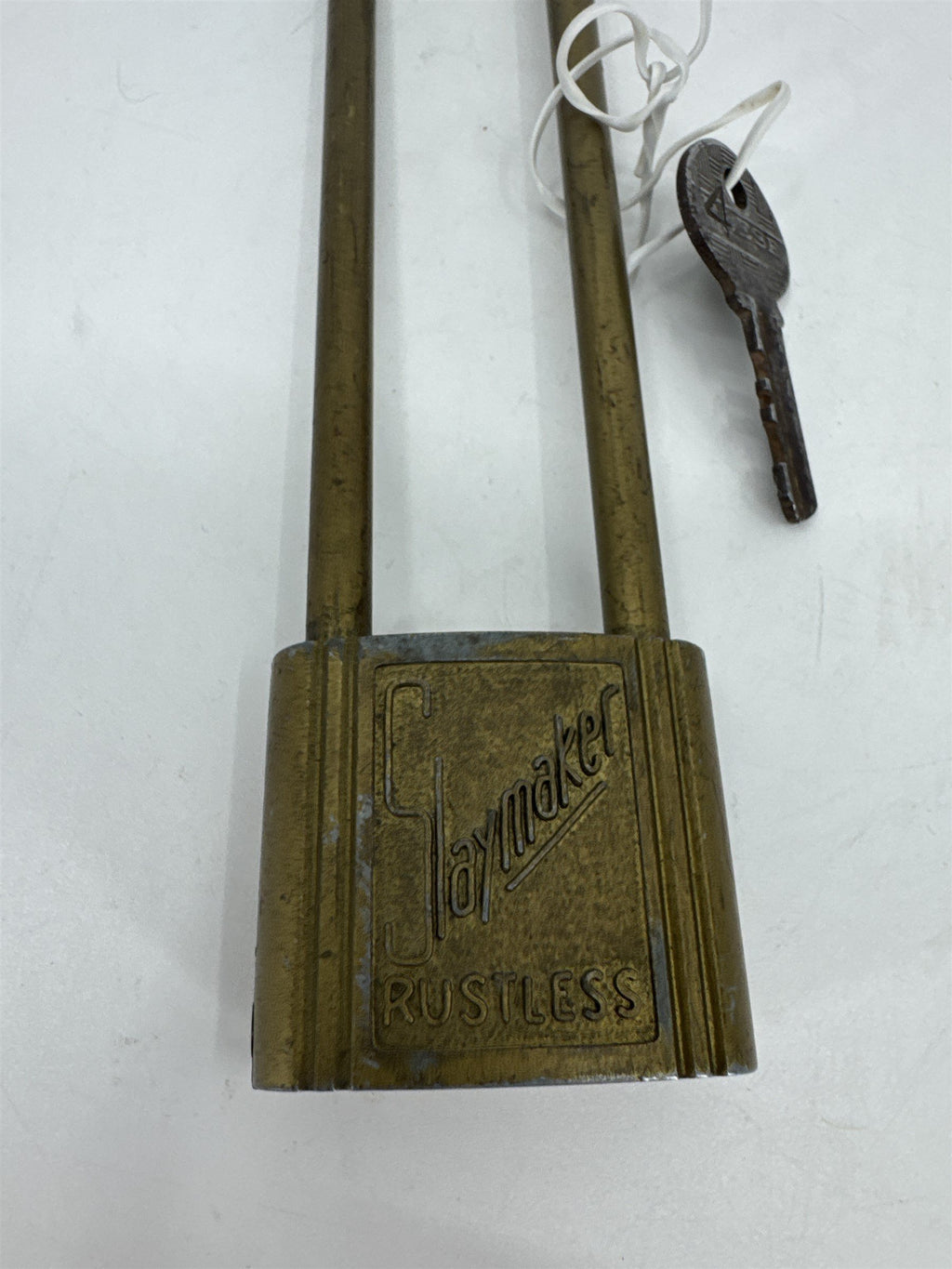 Vintage Slaymaker Extra Long Shank Padlock /w Key Brass Padlock