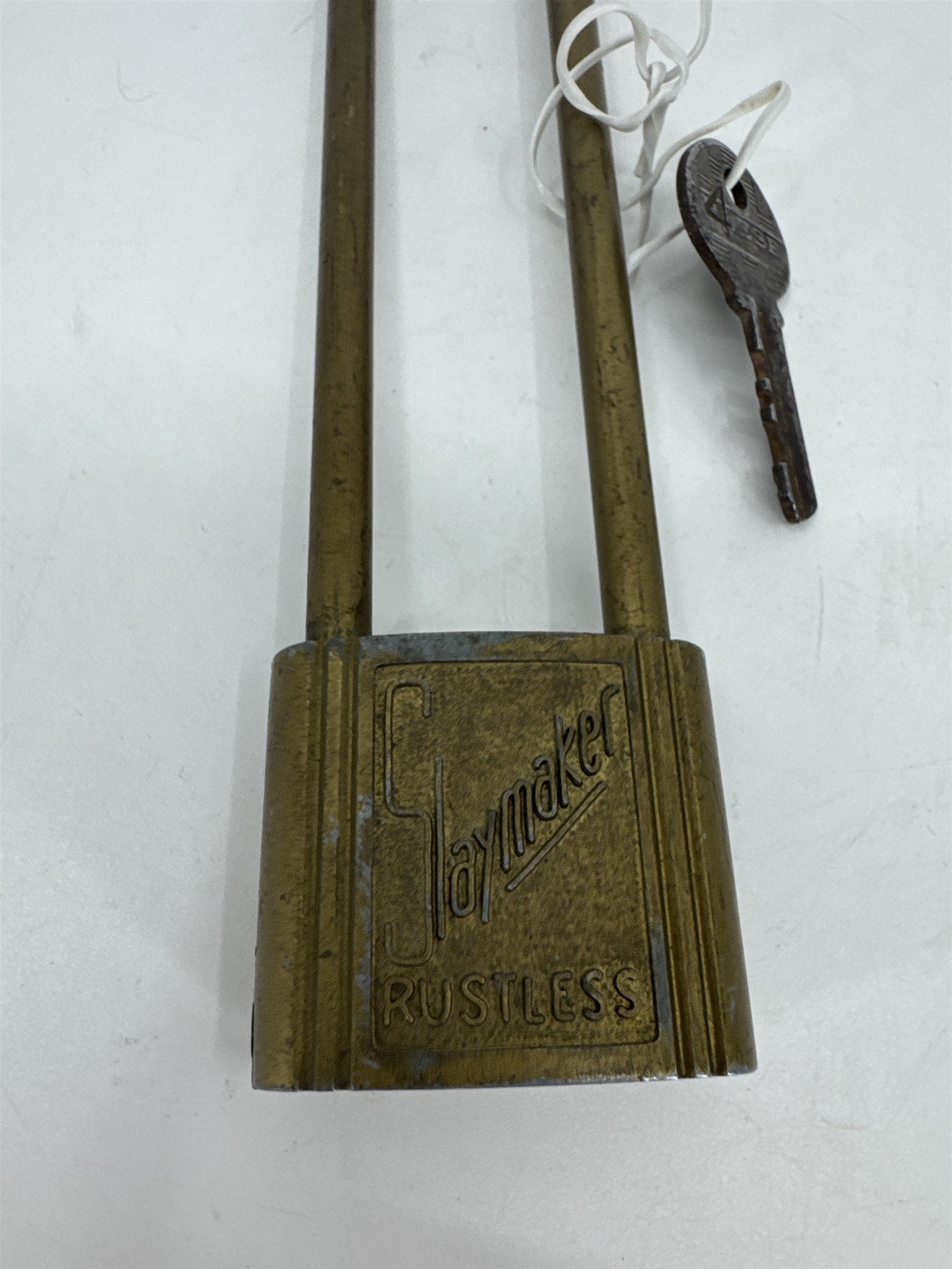 Vintage Slaymaker Extra Long Shank Padlock /w Key Brass Padlock