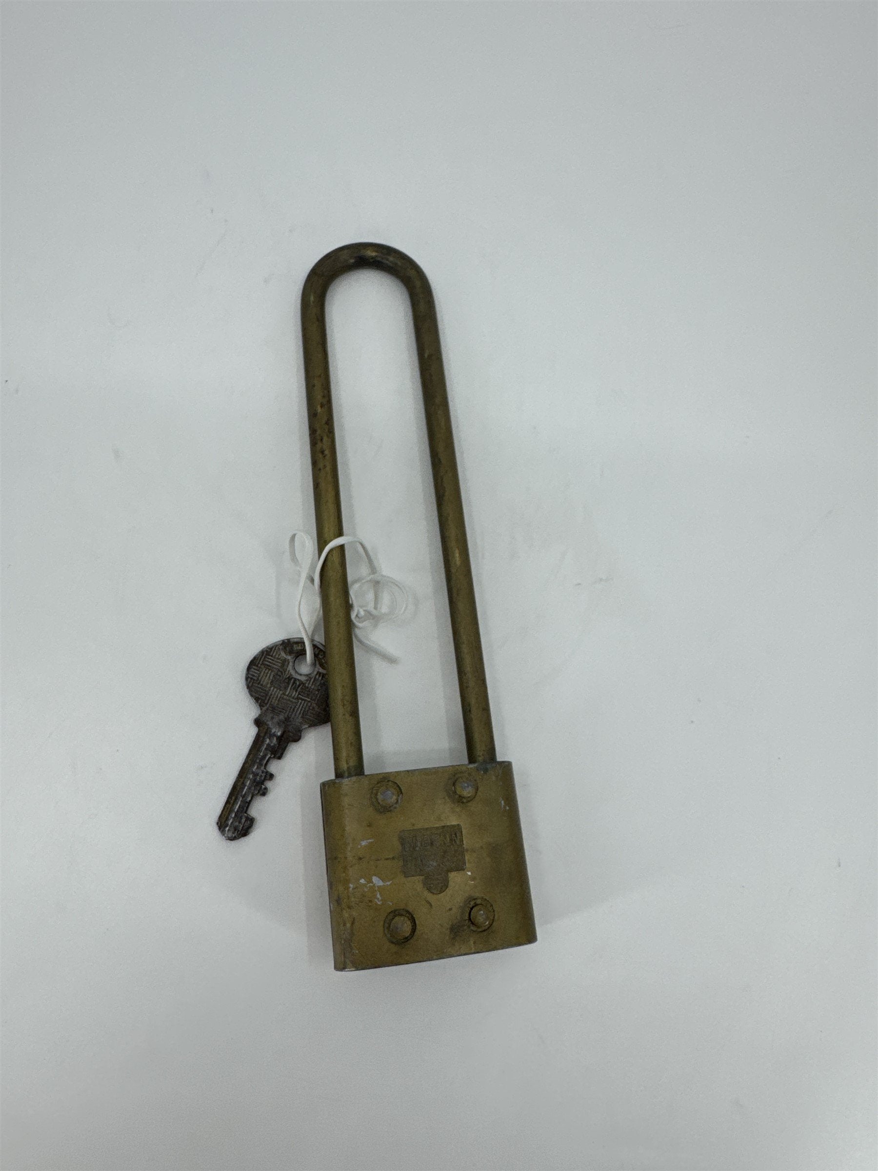 Vintage Slaymaker Extra Long Shank Padlock /w Key Brass Padlock