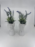 Set of 2 Hands Holding Faux Lavender Flowers Art Home Decor Floral Pieces