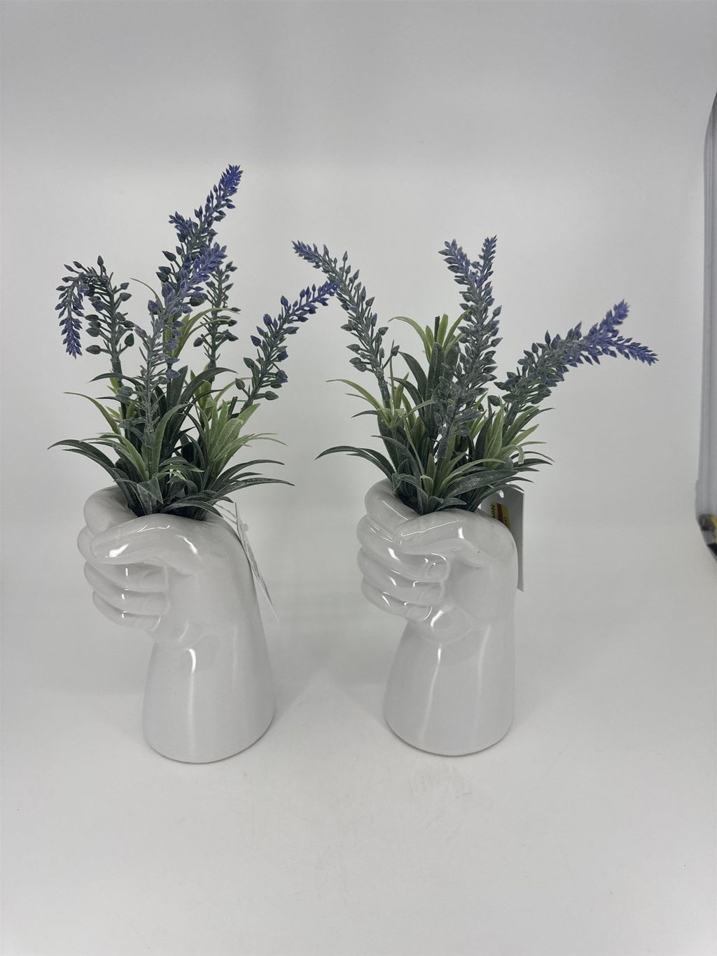 Set of 2 Hands Holding Faux Lavender Flowers Art Home Decor Floral Pieces