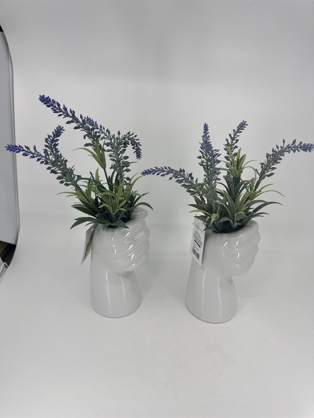 Set of 2 Hands Holding Faux Lavender Flowers Art Home Decor Floral Pieces