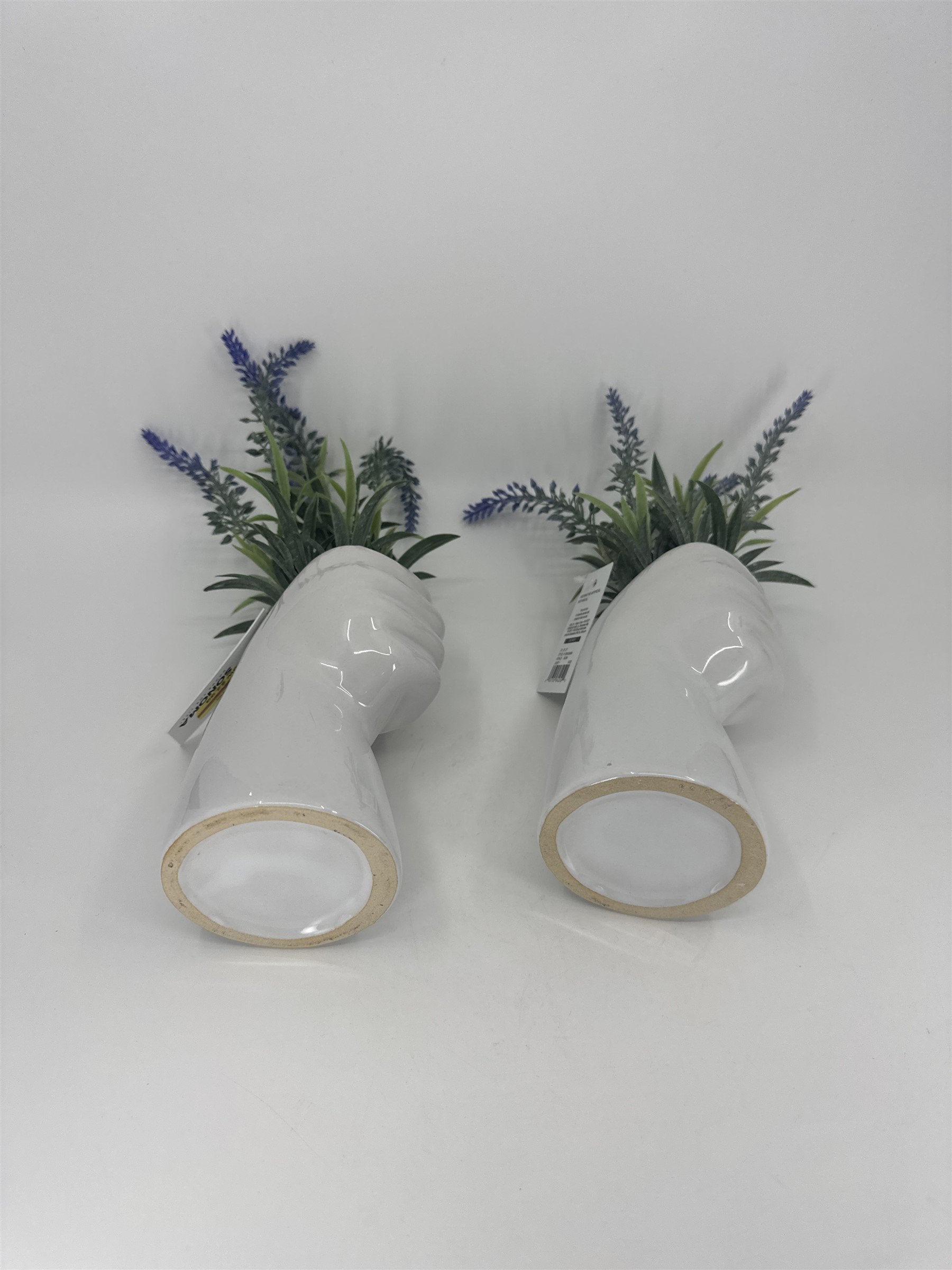 Set of 2 Hands Holding Faux Lavender Flowers Art Home Decor Floral Pieces