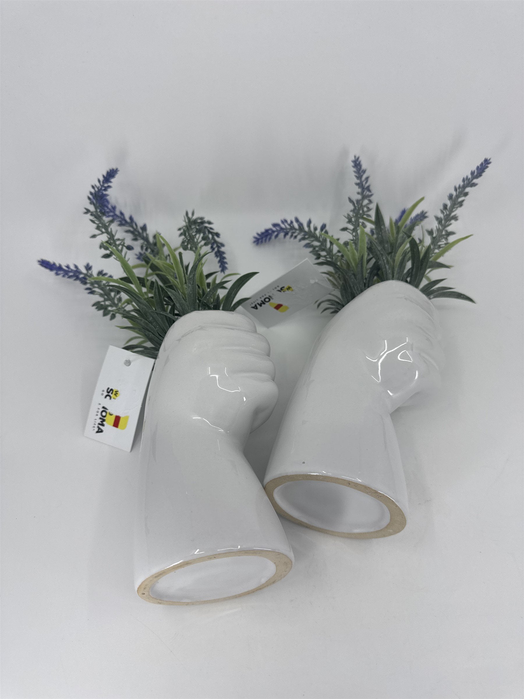 Set of 2 Hands Holding Faux Lavender Flowers Art Home Decor Floral Pieces