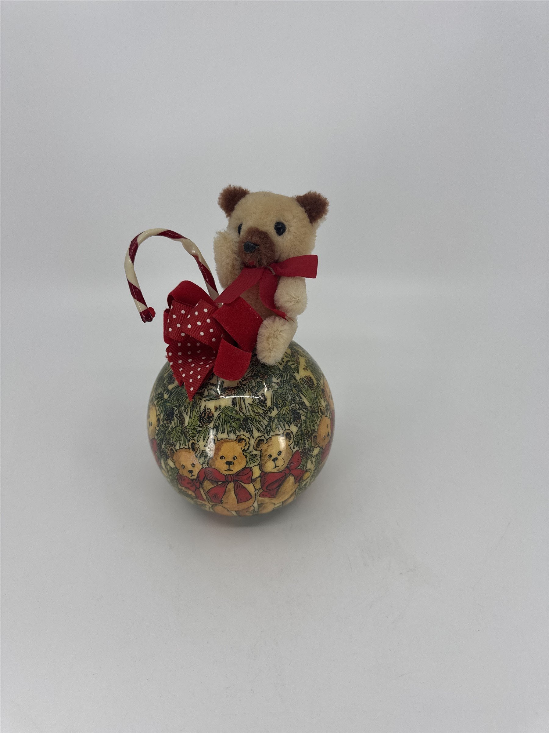 Tomorrow Today Patricia Reach Teddy Bears Table Ornament /w Candy Cane and Bows