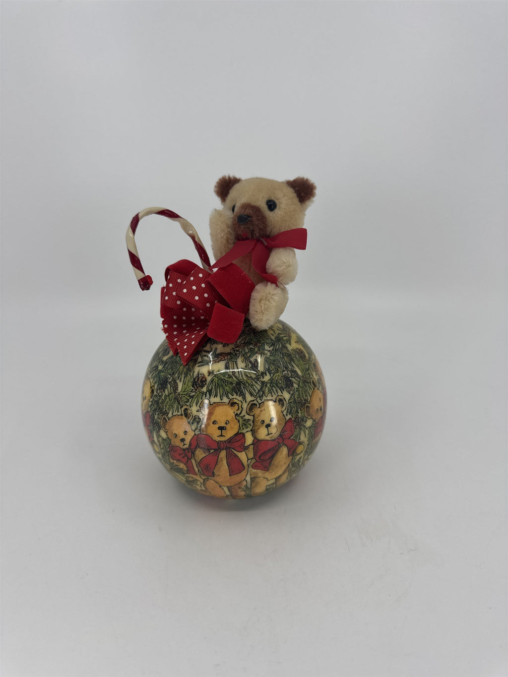 Tomorrow Today Patricia Reach Teddy Bears Table Ornament /w Candy Cane and Bows