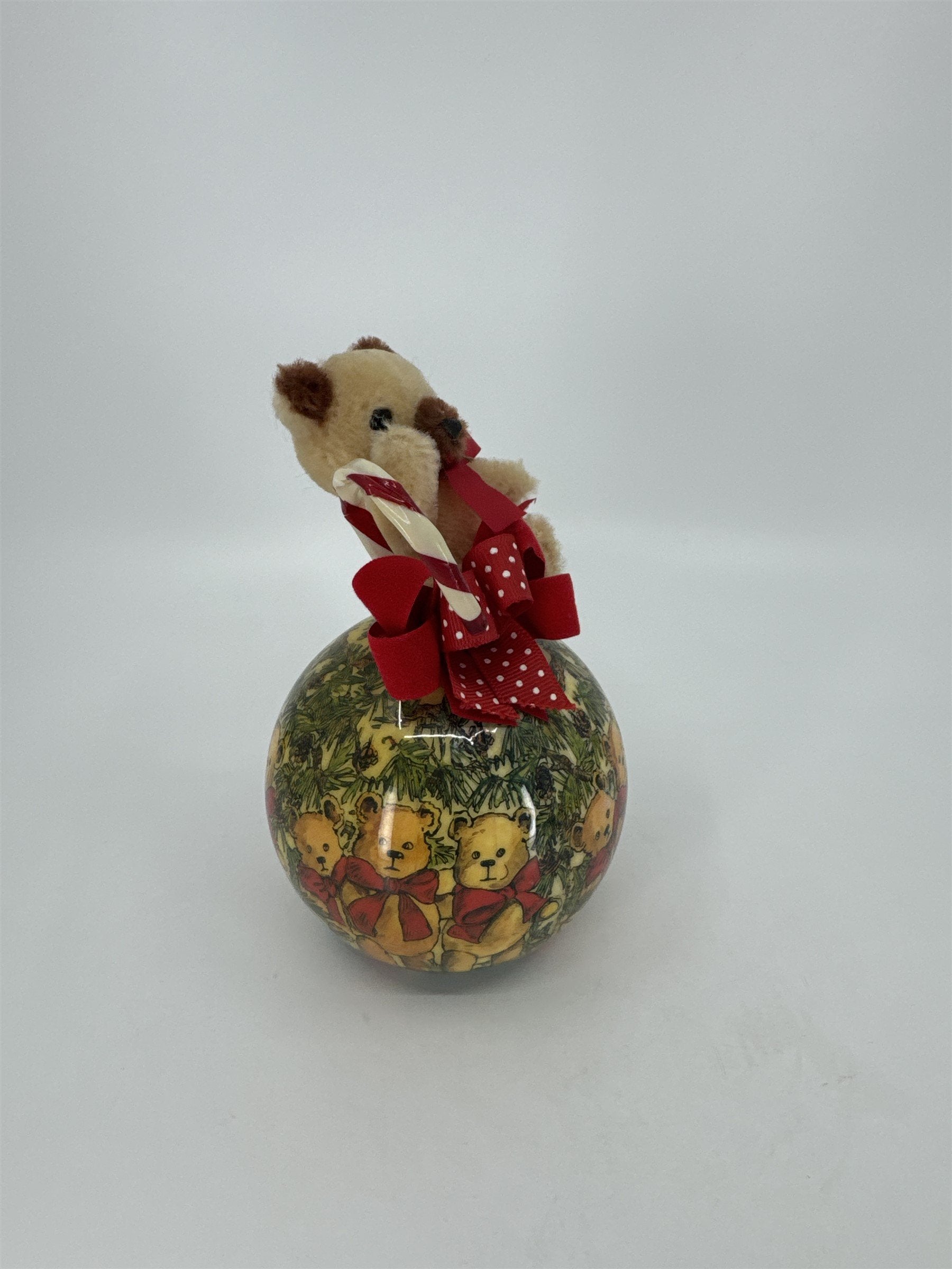 Tomorrow Today Patricia Reach Teddy Bears Table Ornament /w Candy Cane and Bows