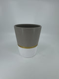 6" Tall Grey Gold and White Flower Planter