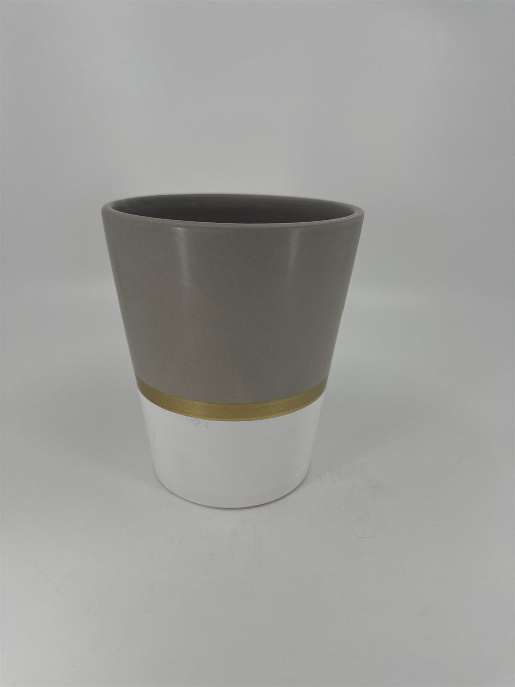 6" Tall Grey Gold and White Flower Planter
