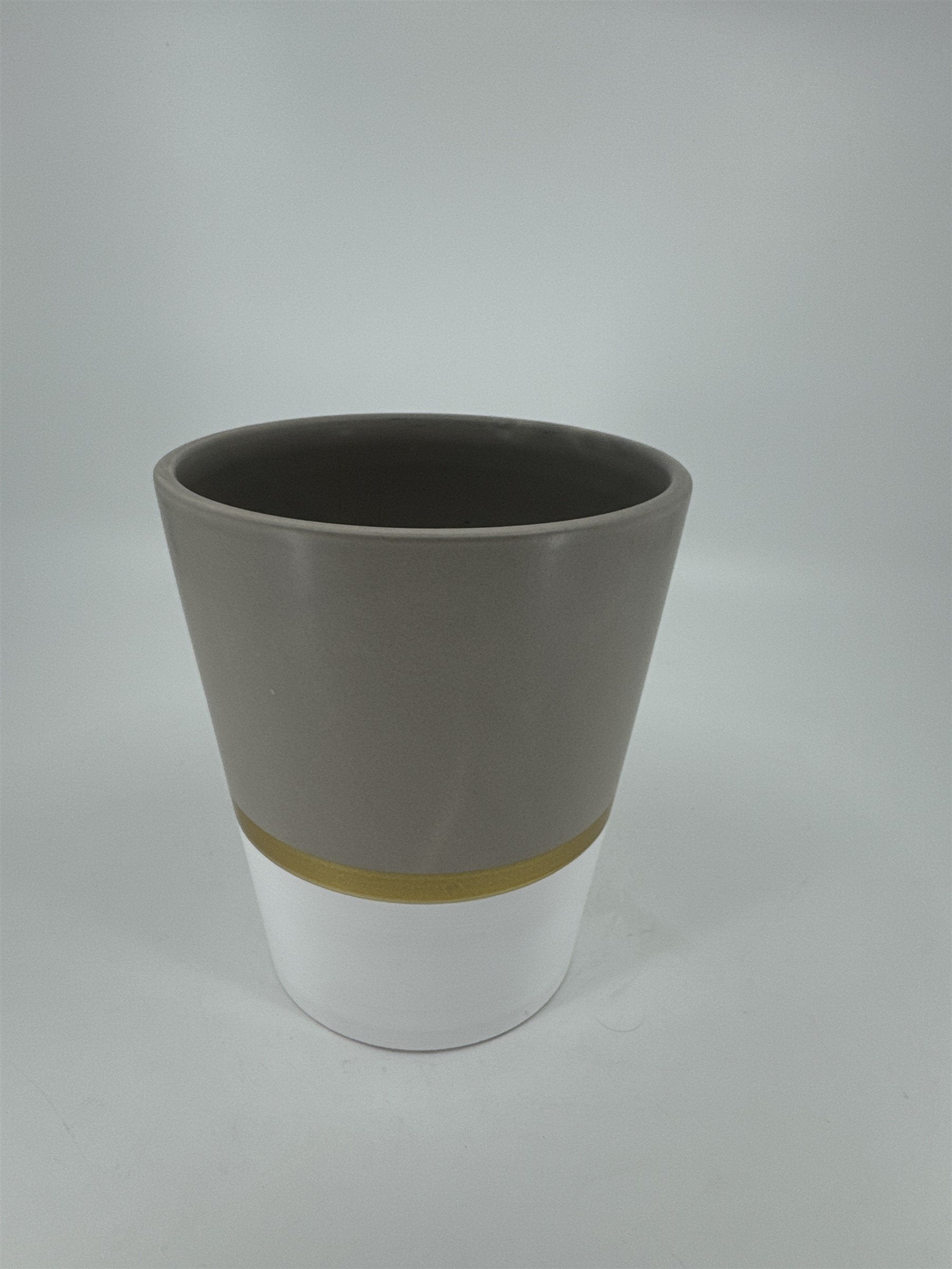 6" Tall Grey Gold and White Flower Planter