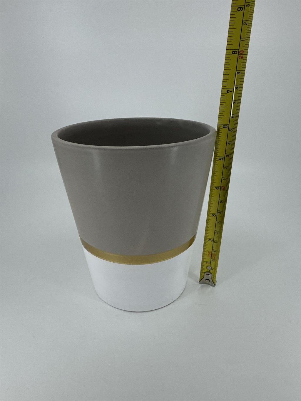 6" Tall Grey Gold and White Flower Planter