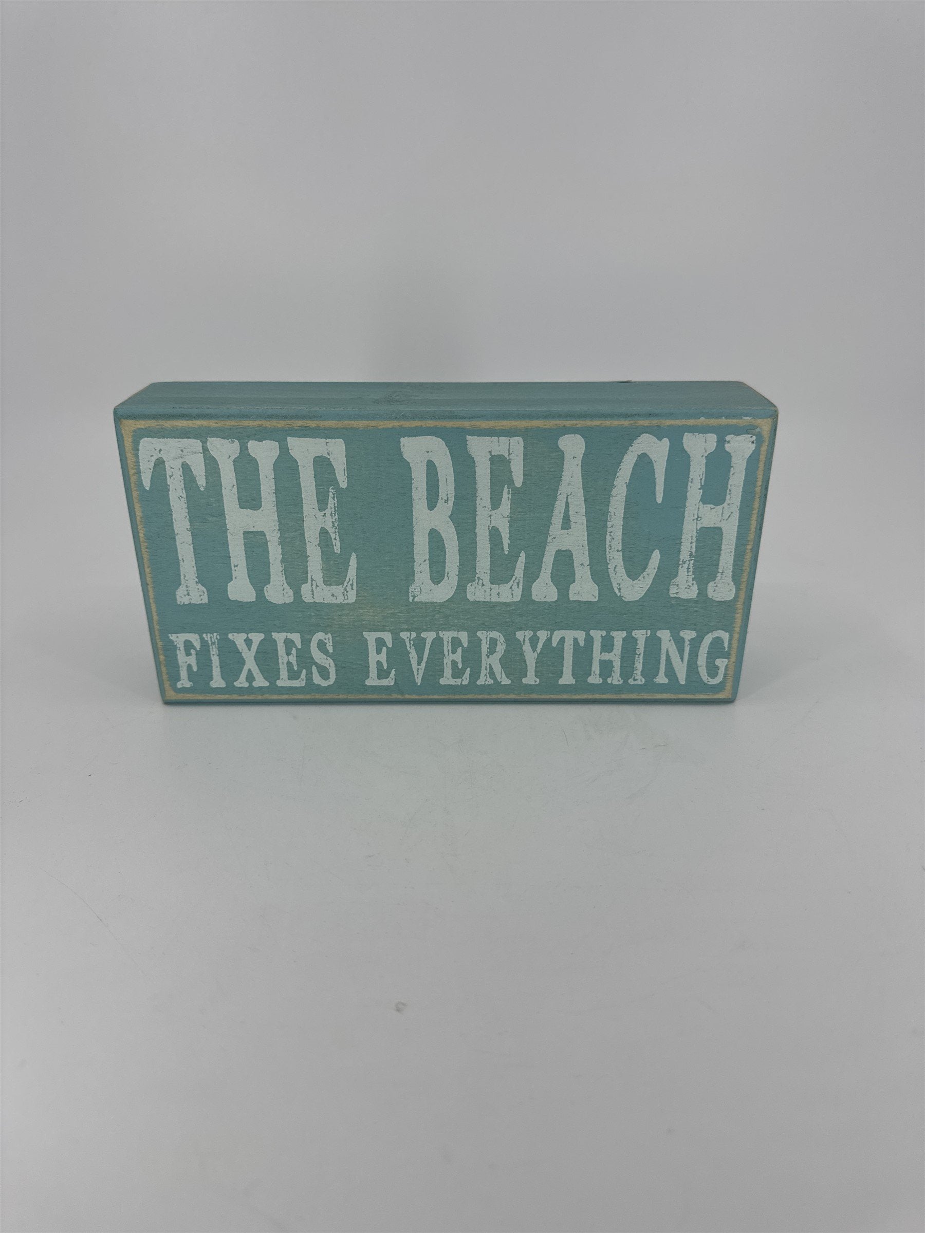 Wooden Beach Home Decor Sign The Beach Fixes Everything Blue Sign