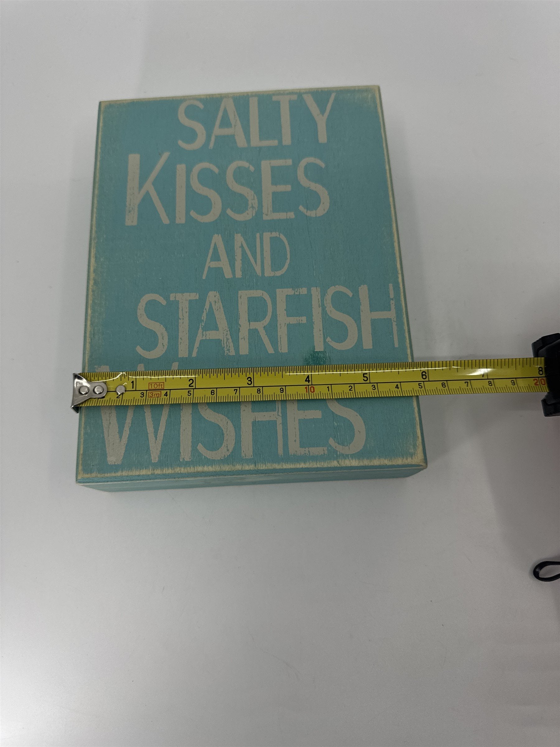 Wooden Beach Home Decor Sign Blue Salty Kisses and Starfish Wishes