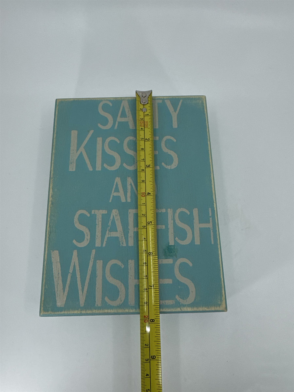Wooden Beach Home Decor Sign Blue Salty Kisses and Starfish Wishes