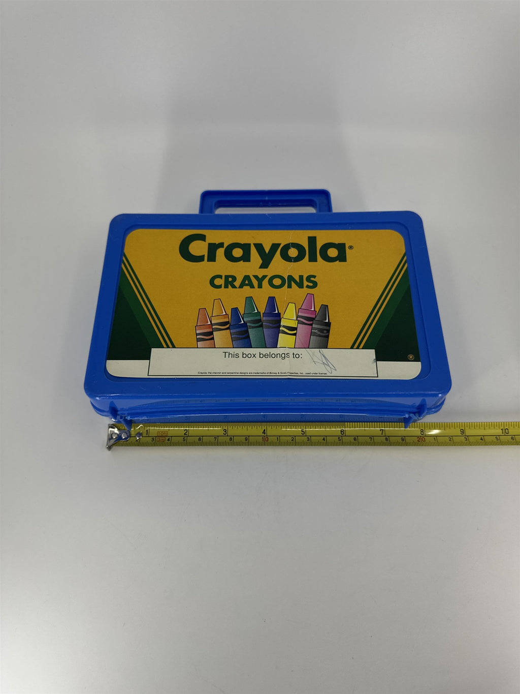 Vintage Blue Crayola Pencil Box /w Hatch Latching Lid Crayon Box