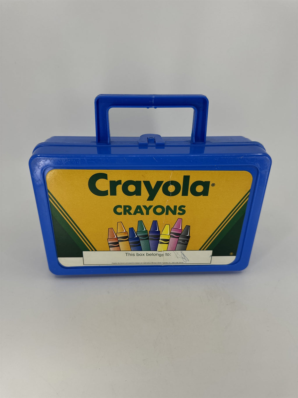 Vintage Blue Crayola Pencil Box /w Hatch Latching Lid Crayon Box