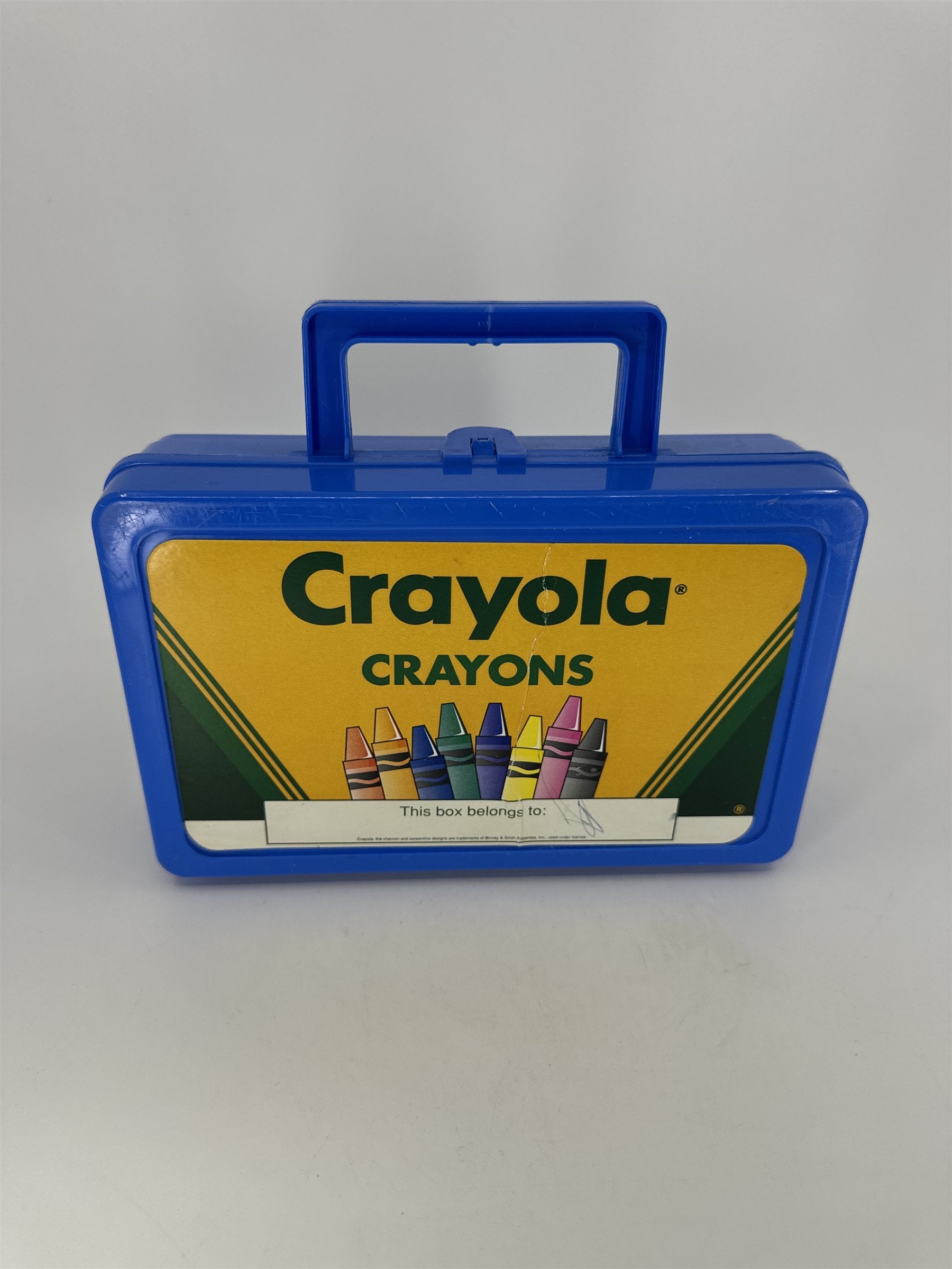 Vintage Blue Crayola Pencil Box /w Hatch Latching Lid Crayon Box