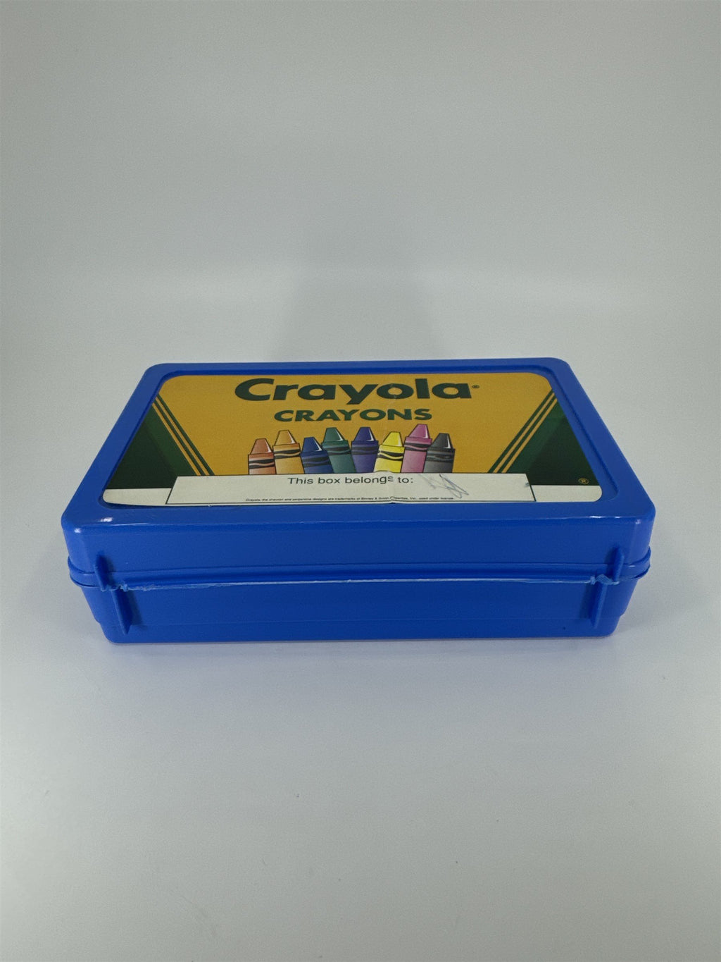 Vintage Blue Crayola Pencil Box /w Hatch Latching Lid Crayon Box