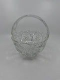 Vintage Heavy Cut Round Glass or Crystal Basket With Handle Candy Nut Fruit Bowl