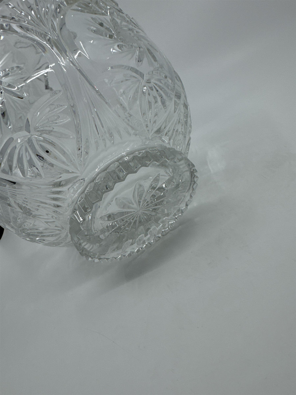 Vintage Heavy Cut Round Glass or Crystal Basket With Handle Candy Nut Fruit Bowl