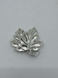 Vintage Silver Toned Autumn Maple Leaf Leaves Brooch Pin