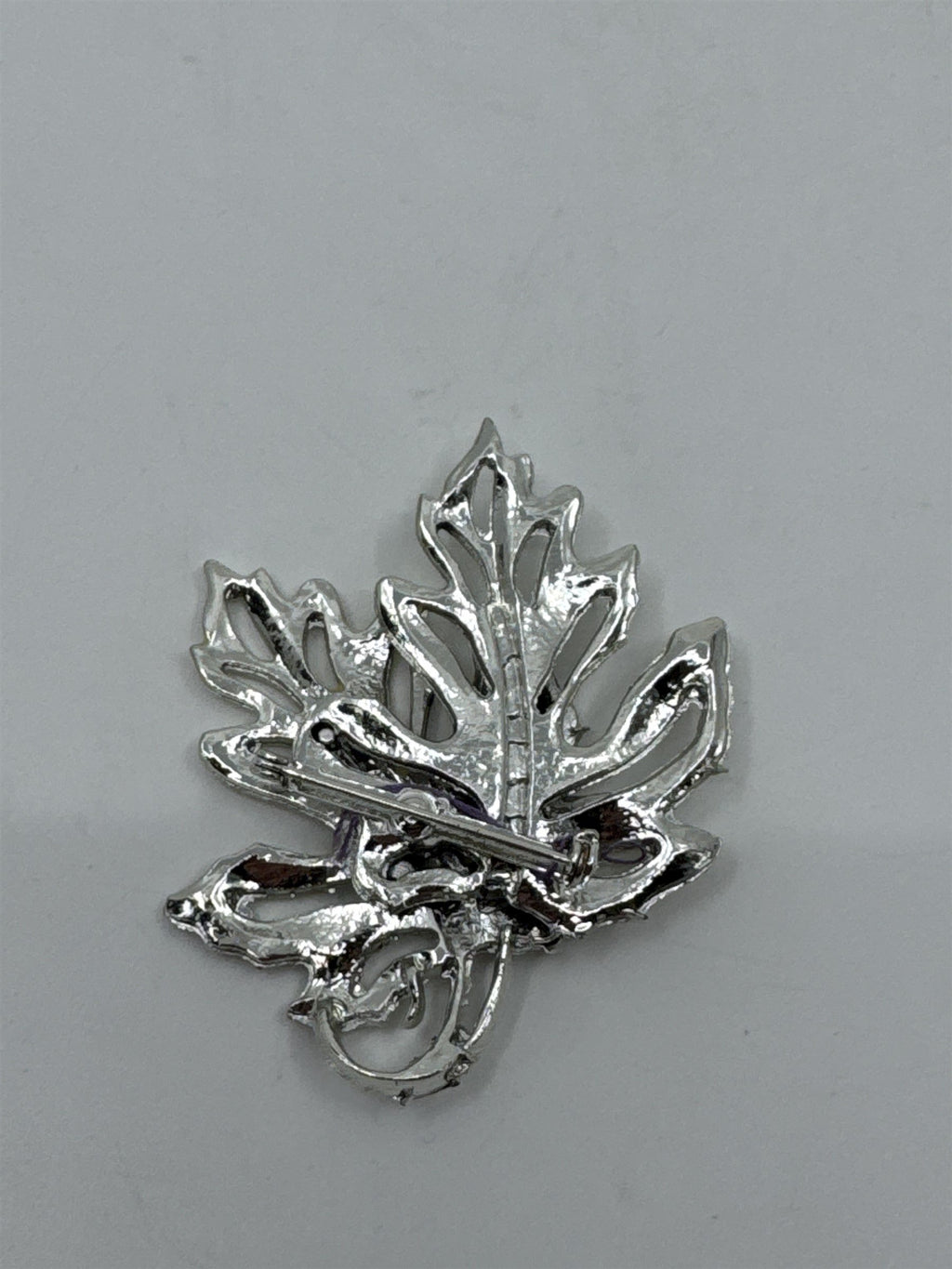 Vintage Silver Toned Autumn Maple Leaf Leaves Brooch Pin
