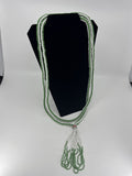 Vintage Handmade Native American Beaded Necklace Green/White Beads Extra Long