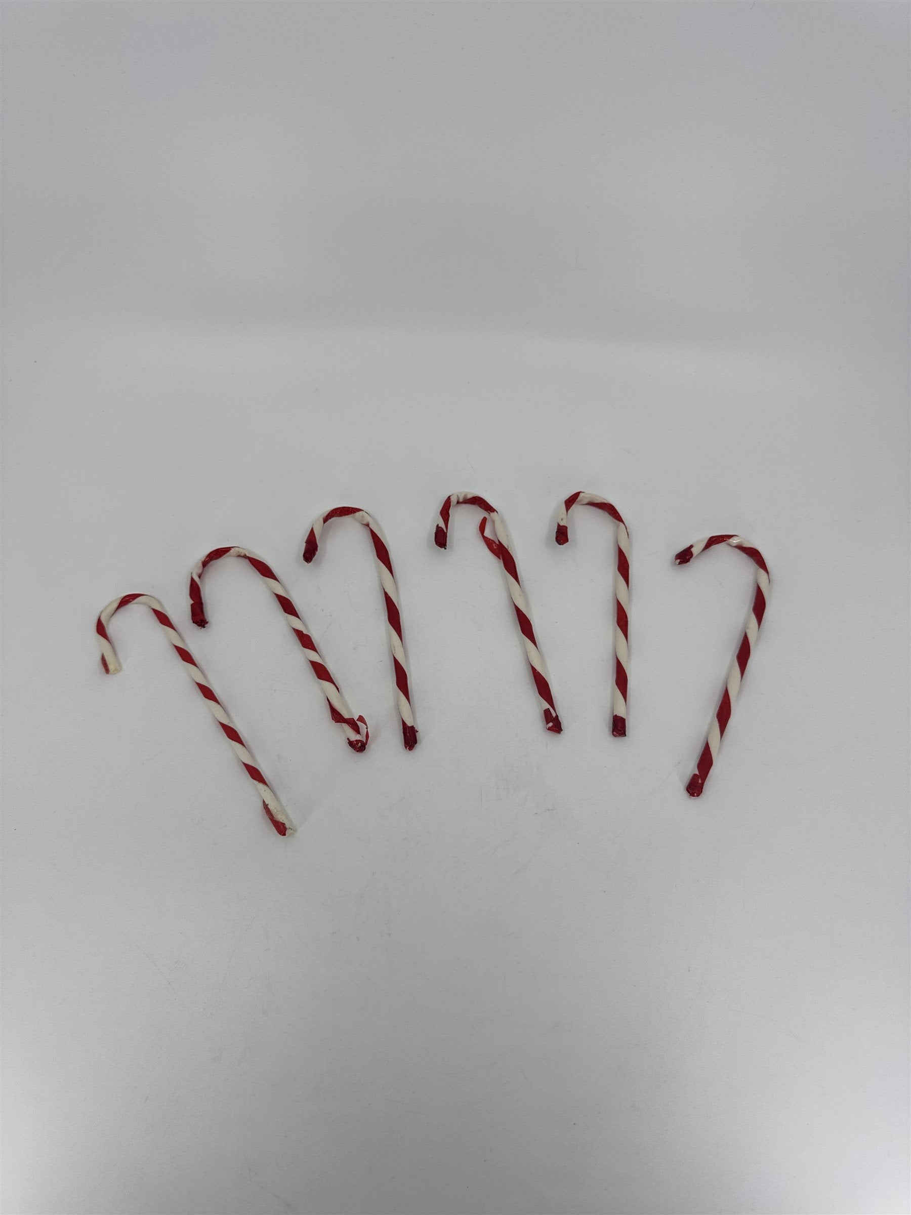 Set of 6 Vintage Cellophane Candy Canes Christmas Tree Ornaments Holiday Decor