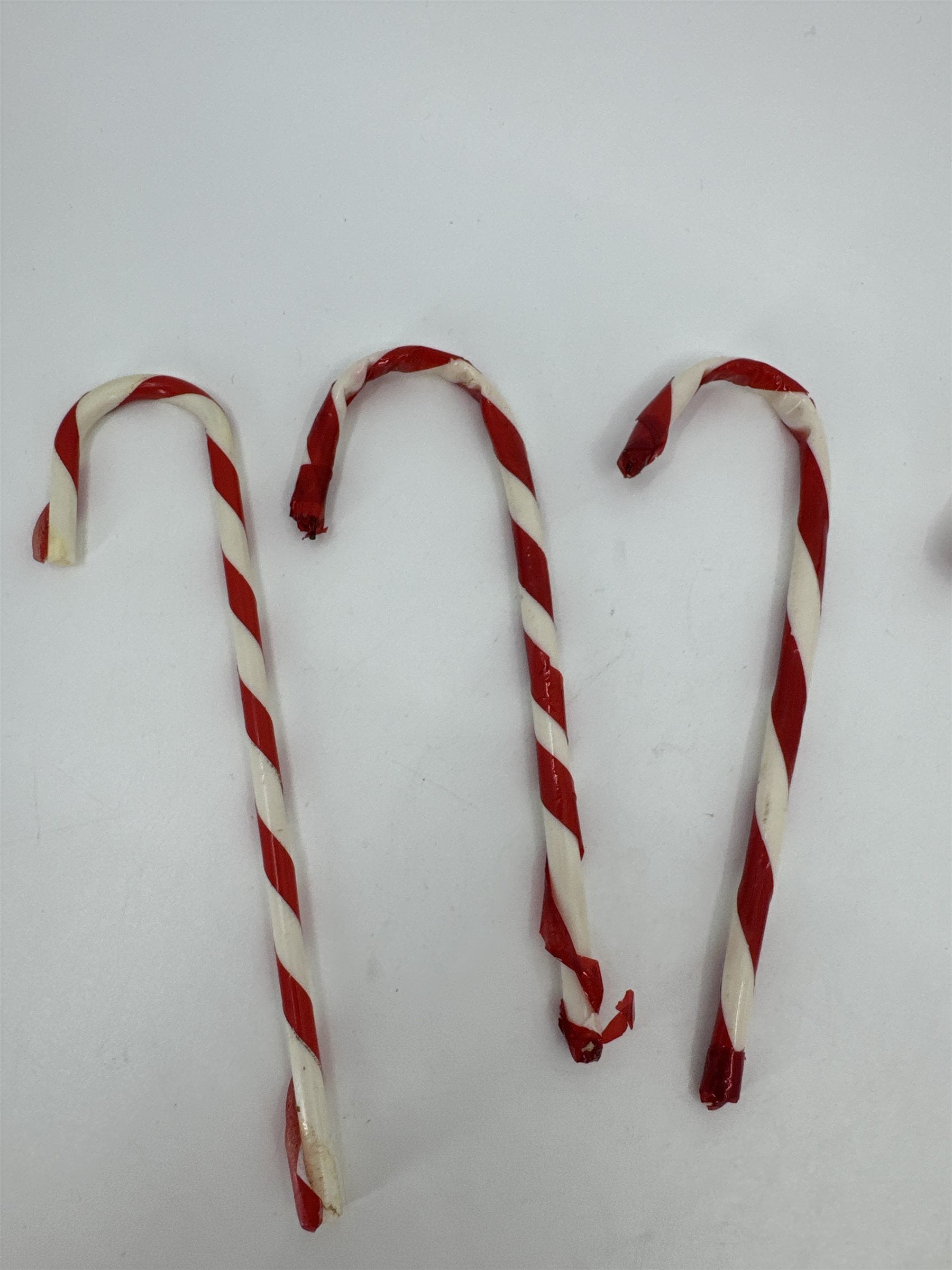Set of 6 Vintage Cellophane Candy Canes Christmas Tree Ornaments Holiday Decor