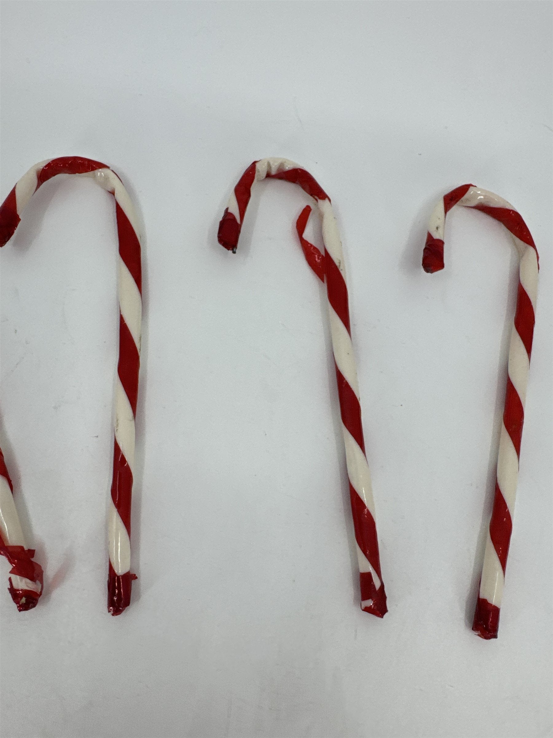 Set of 6 Vintage Cellophane Candy Canes Christmas Tree Ornaments Holiday Decor