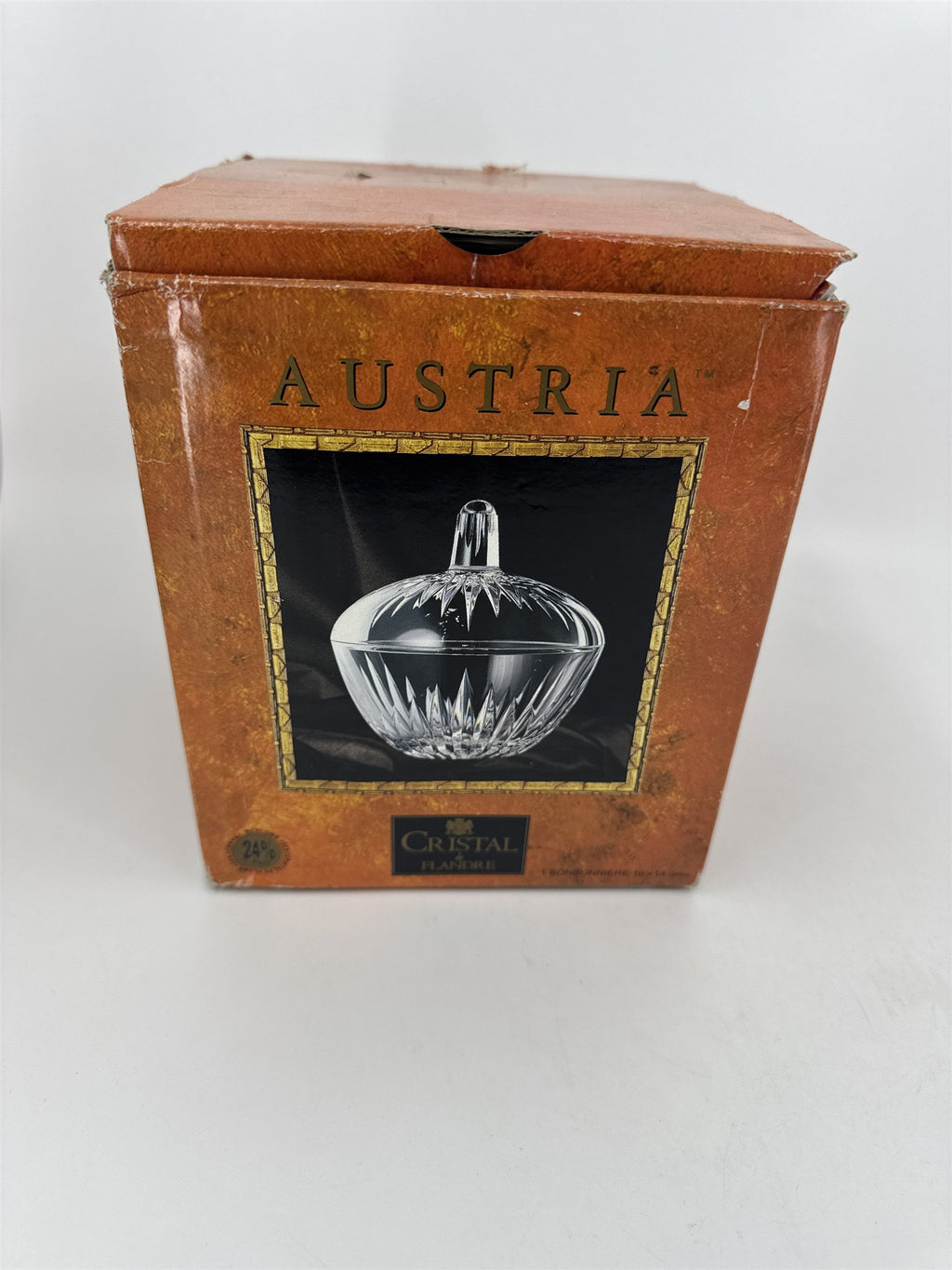 AUSTRIA Crystal de Flandre Bonbonniere Covered Candy Dish Made in France