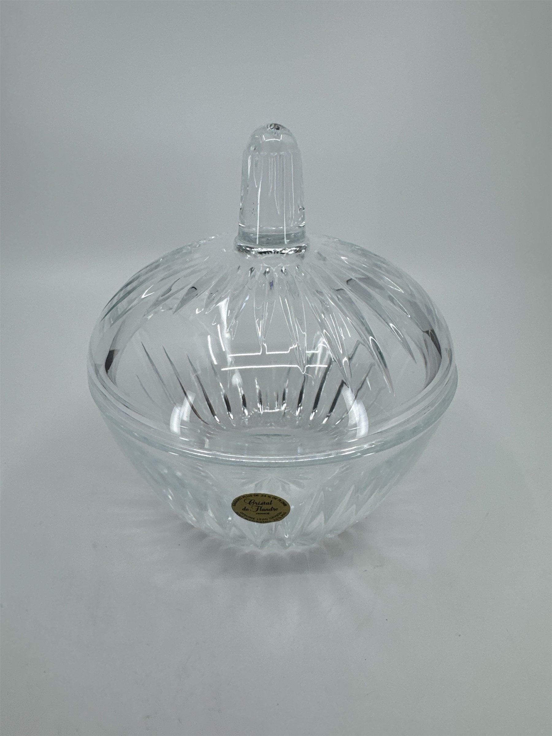 AUSTRIA Crystal de Flandre Bonbonniere Covered Candy Dish Made in France
