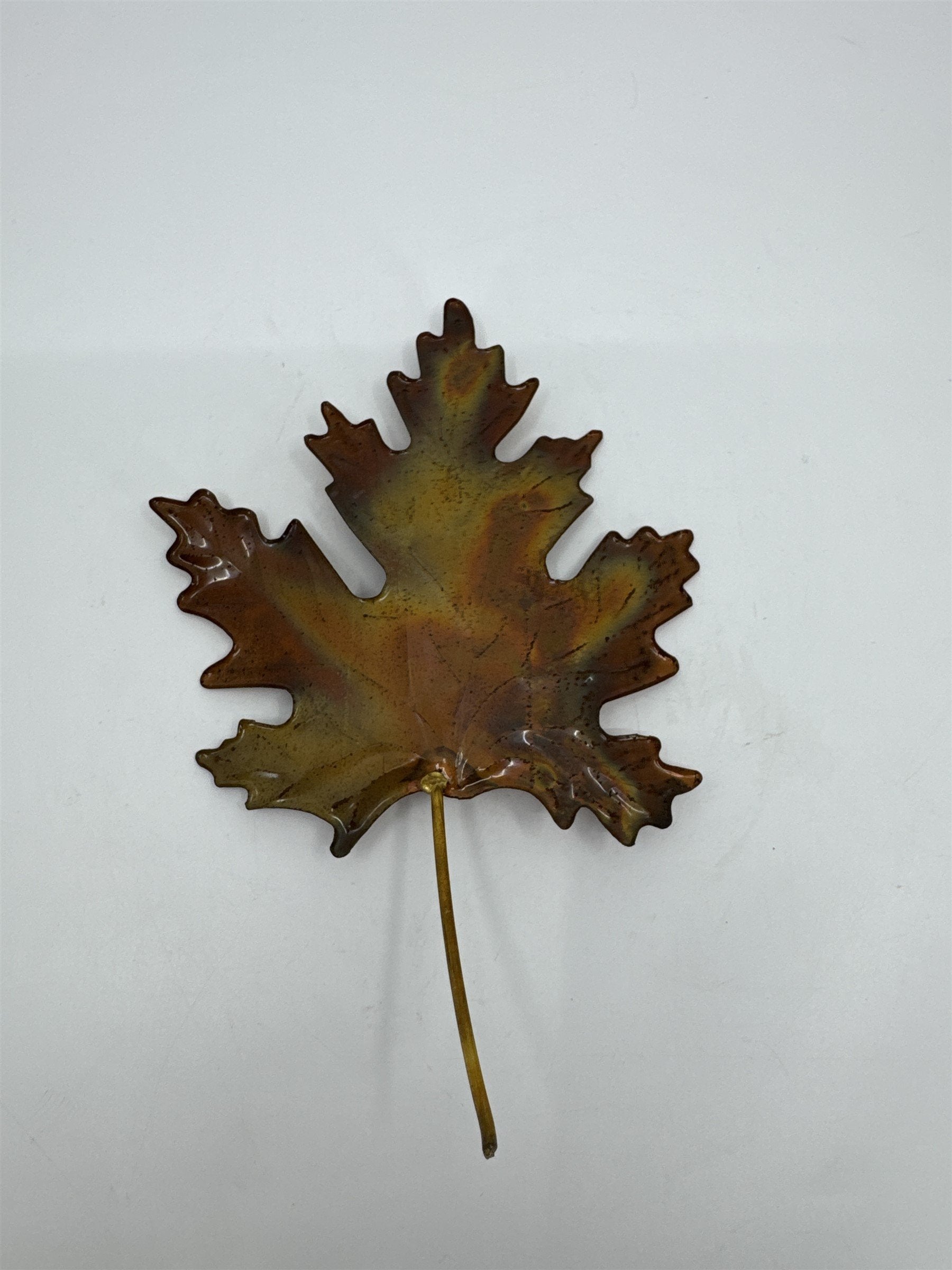 Vintage 7" Metal Maple Leaf Art Tabletop Home Decor Orange Toned Metal