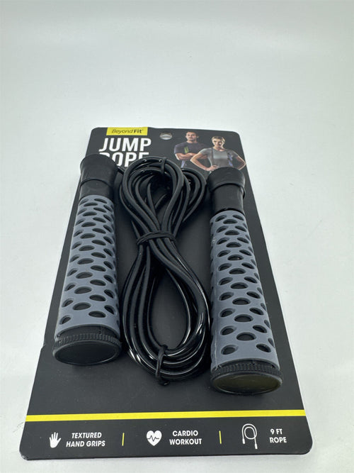 Beyond Fit Jump Rope /w Textured Hand Grips 9ft Lightweight Non-Slip Cardio