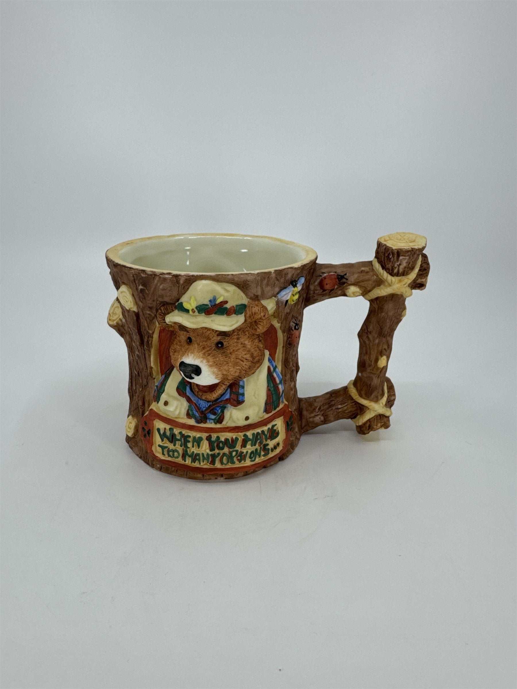 Vintage Moose Creek Crossing 1995 Enesco GO FISHING 3D Bear Mug by David Olsen