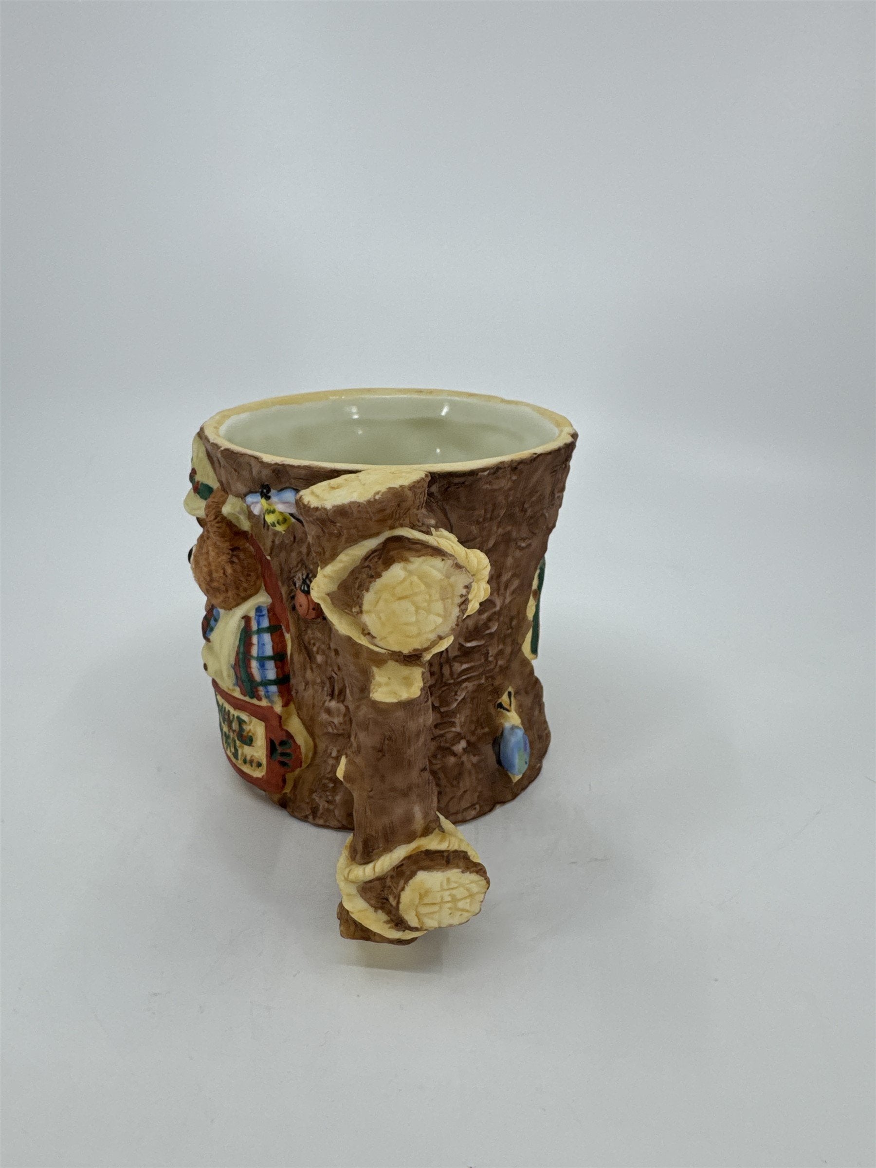 Vintage Moose Creek Crossing 1995 Enesco GO FISHING 3D Bear Mug by David Olsen