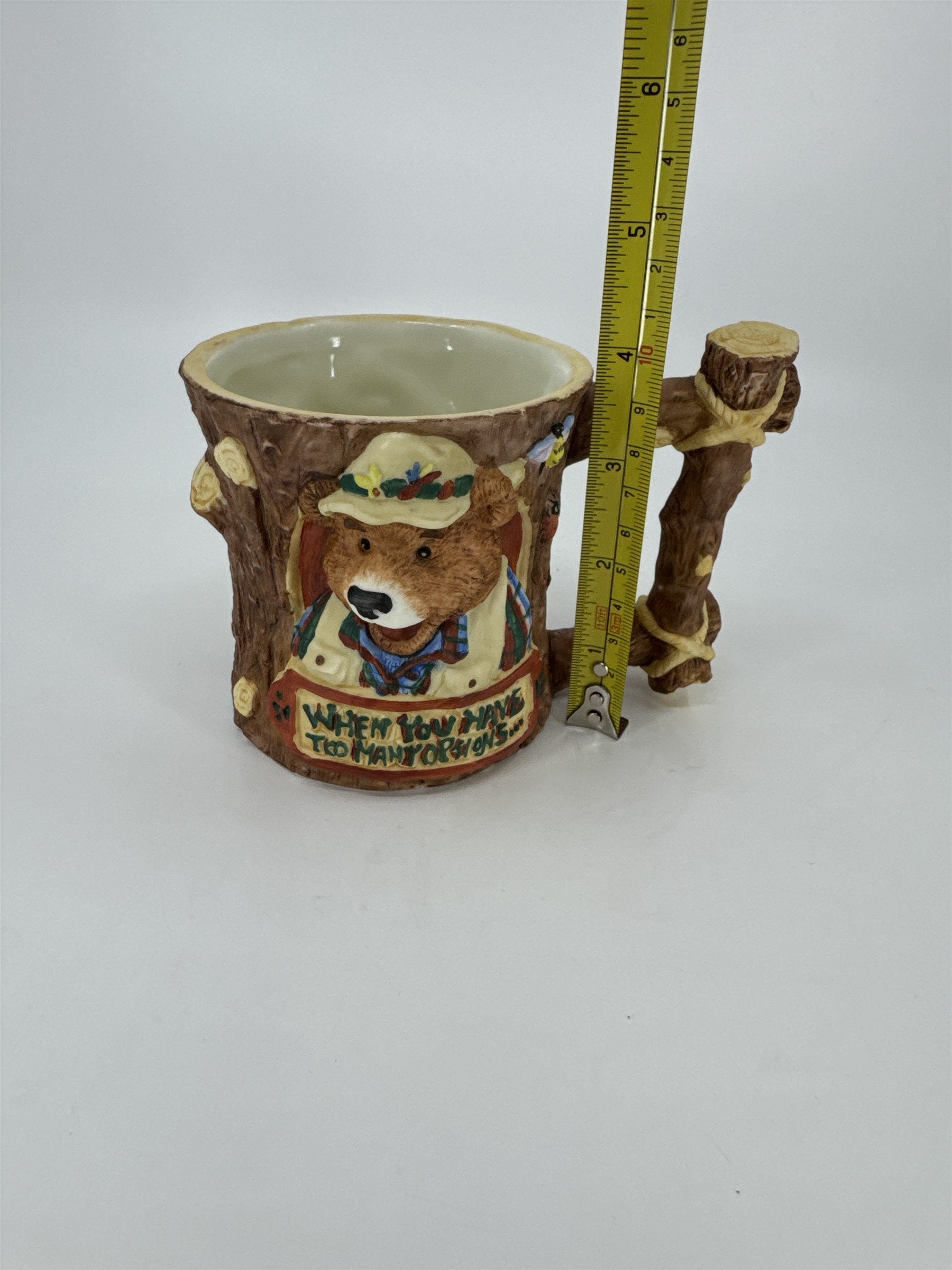 Vintage Moose Creek Crossing 1995 Enesco GO FISHING 3D Bear Mug by David Olsen