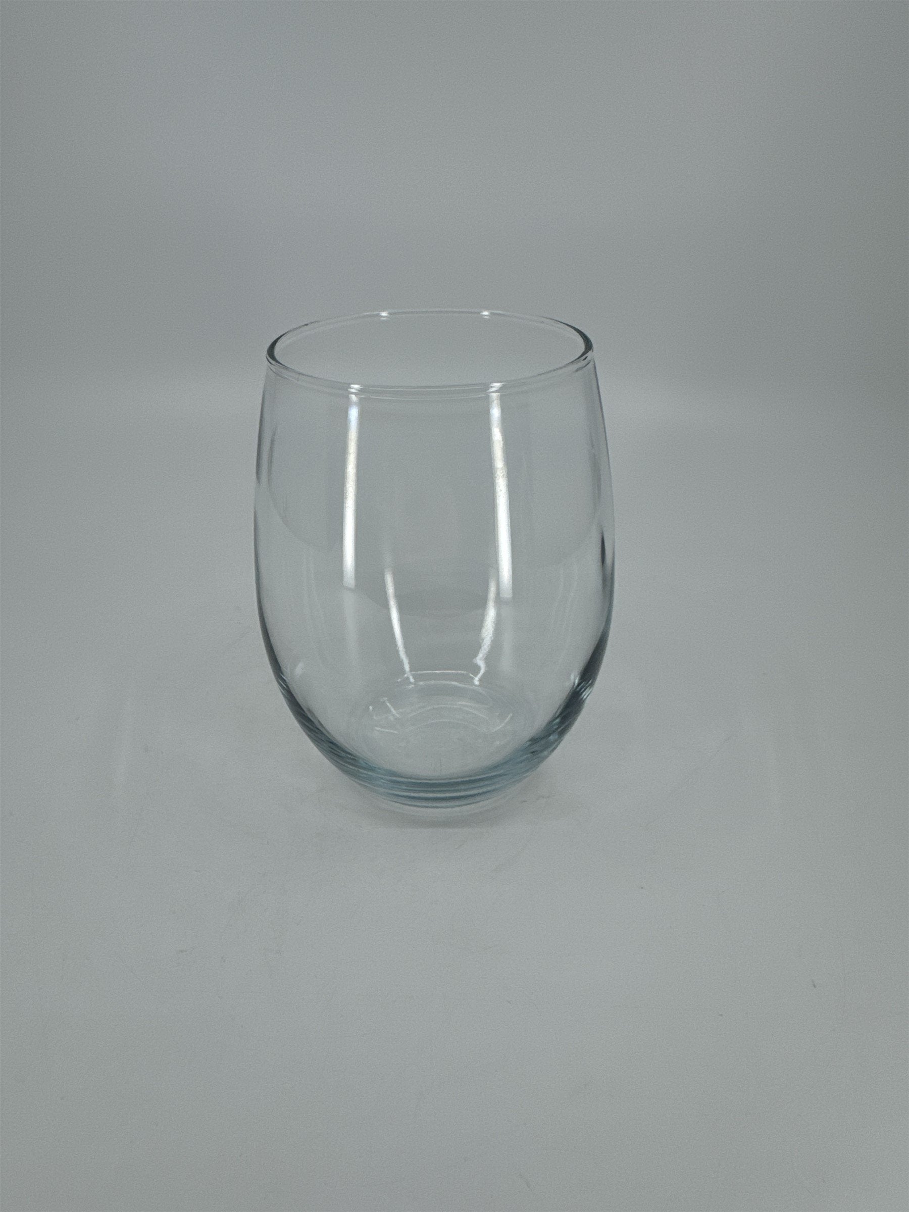 Aqua Blue Clear Stemless Wine Glass Barware Tumbler (Minor Chips/Scrapes)