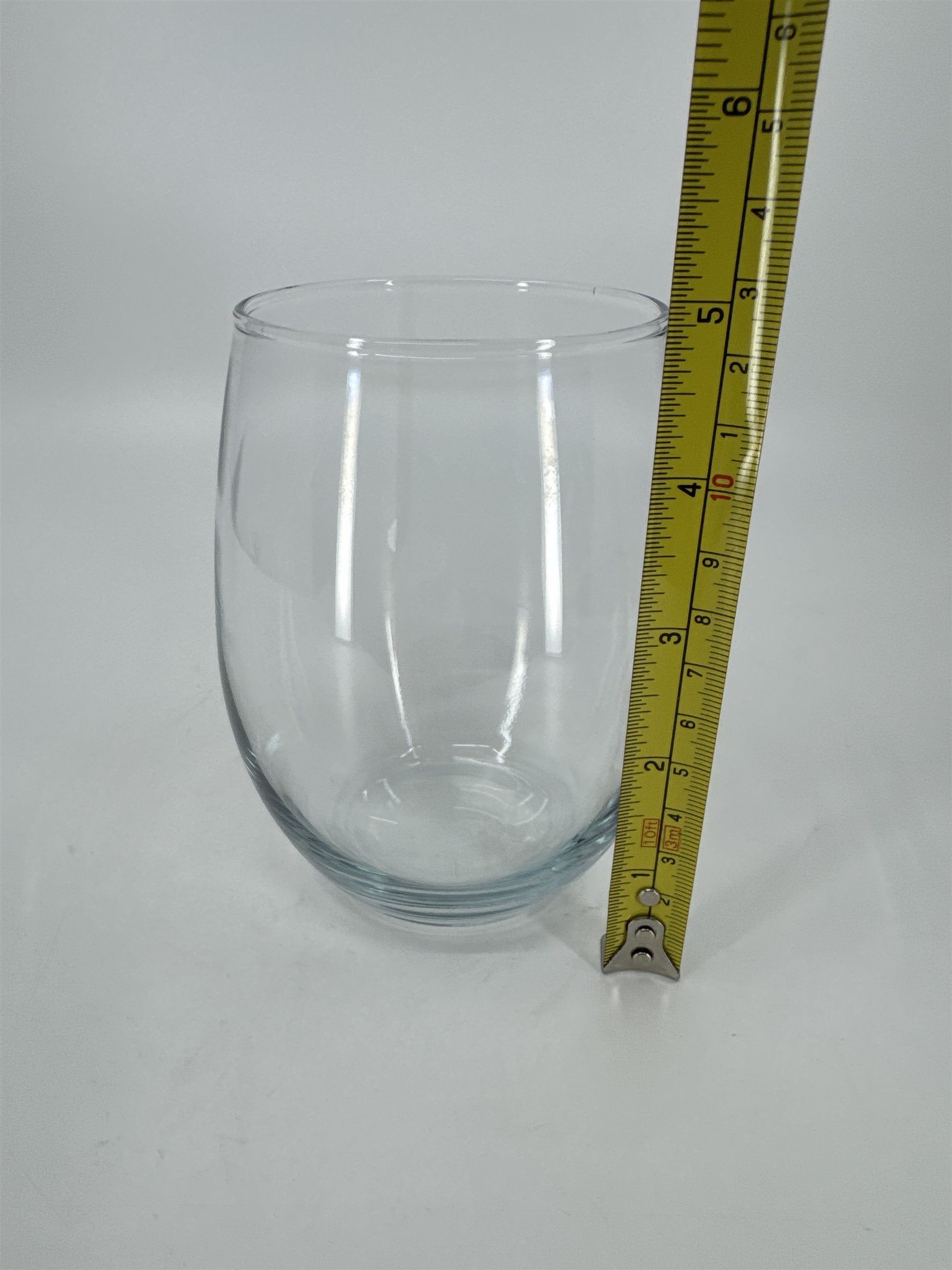 Aqua Blue Clear Stemless Wine Glass Barware Tumbler (Minor Chips/Scrapes)