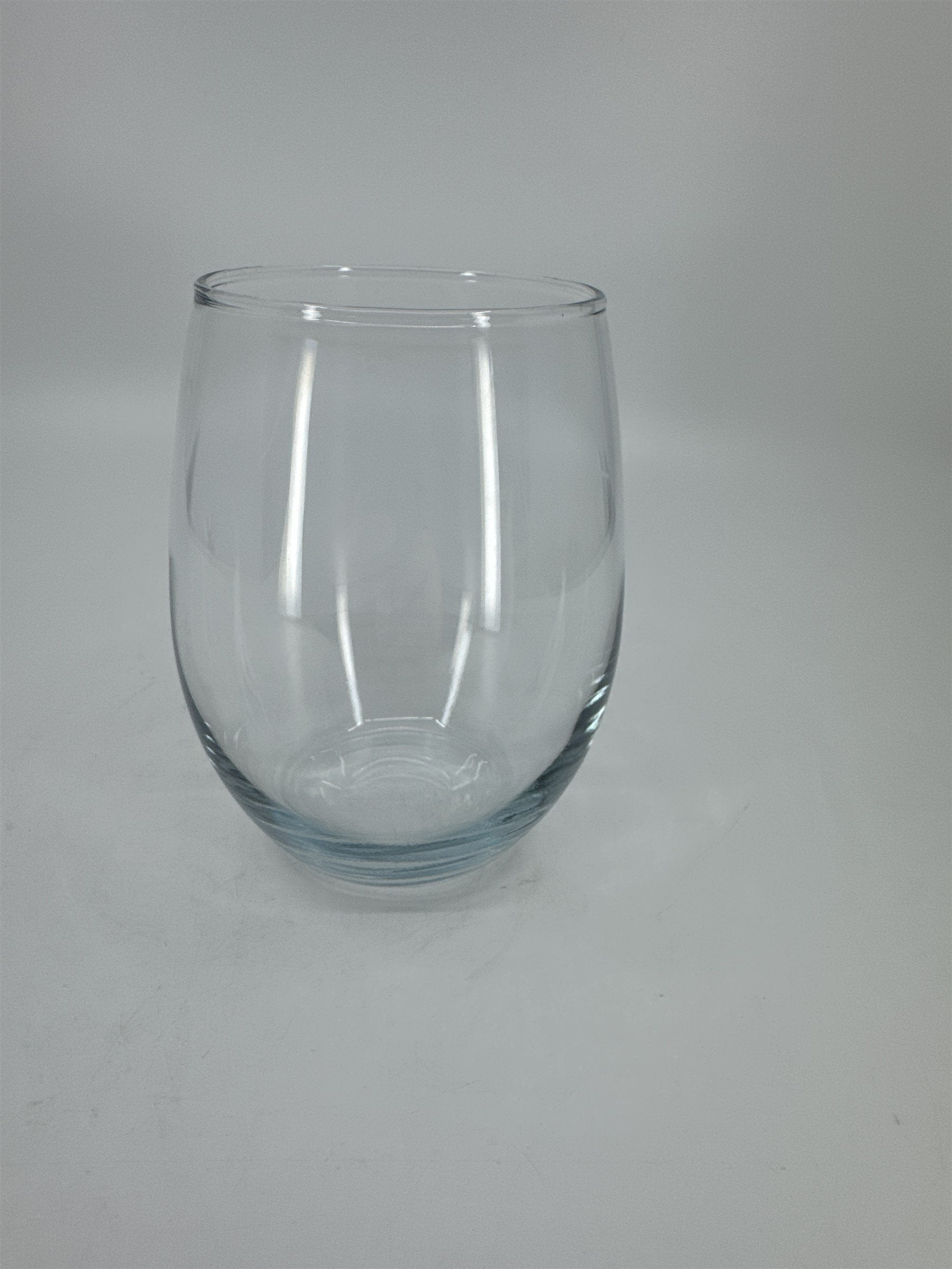Aqua Blue Clear Stemless Wine Glass Barware Tumbler (Minor Chips/Scrapes)