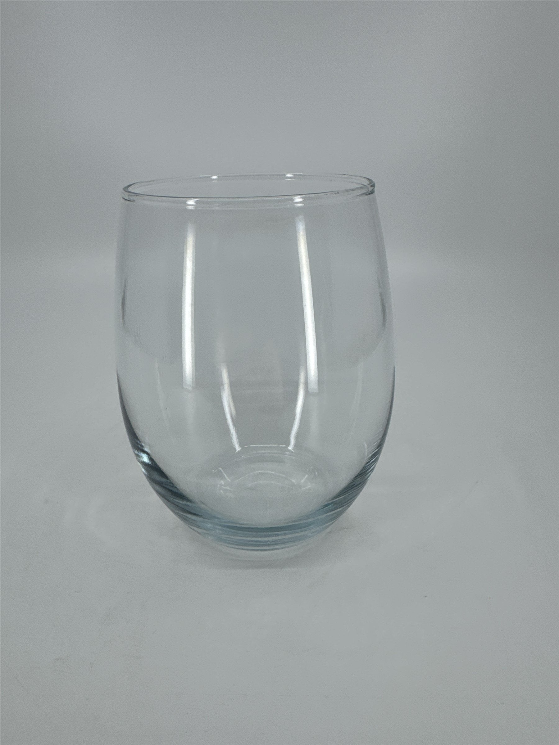 Aqua Blue Clear Stemless Wine Glass Barware Tumbler (Minor Chips/Scrapes)