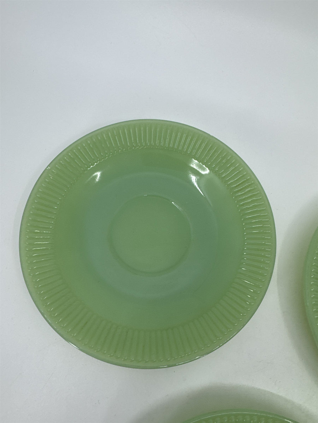 Vtg MCM Set of 3 Jadeite Jan Ray Fire King Glass Saucer Plate 30s 40s